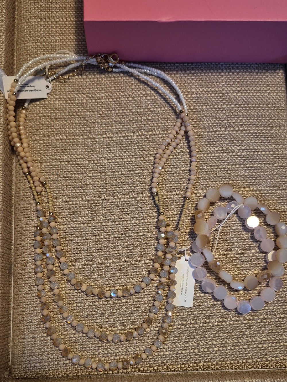 Park Lane Multi-Strand Cream and Gold Beaded Necklace Set
